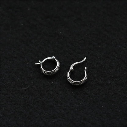 A pair Beetle 925 white stud earrings, vintage handmade white stud earrings, curved opening white stud earrings