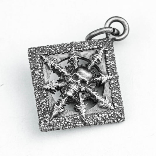 North Star Silver Pendant, Skull Brand Brass Pendant, Star Pendant, Pandora Silver Jewelry, Square Silver Jewelry, Compass Key Pendant