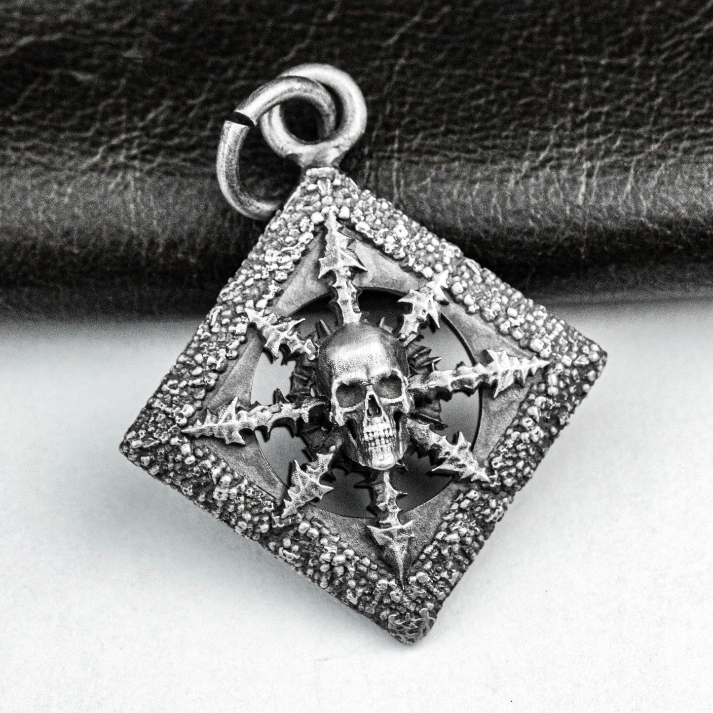 North Star Silver Pendant, Skull Brand Brass Pendant, Star Pendant, Pandora Silver Jewelry, Square Silver Jewelry, Compass Key Pendant