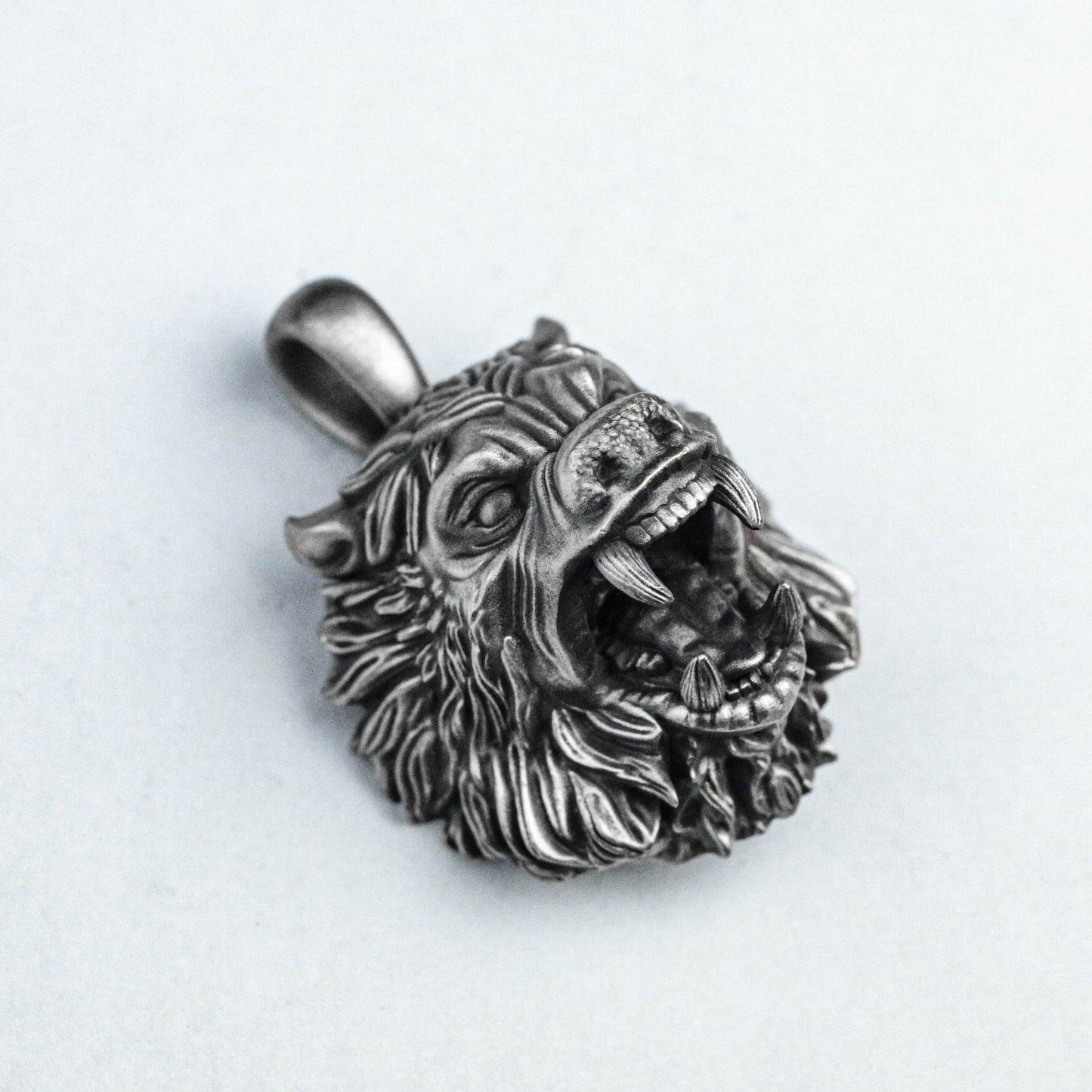 925 sterling silver bear pendant, violent bear brass pendant, animal pendant, silver jewelry for men, handmade custom jewelry