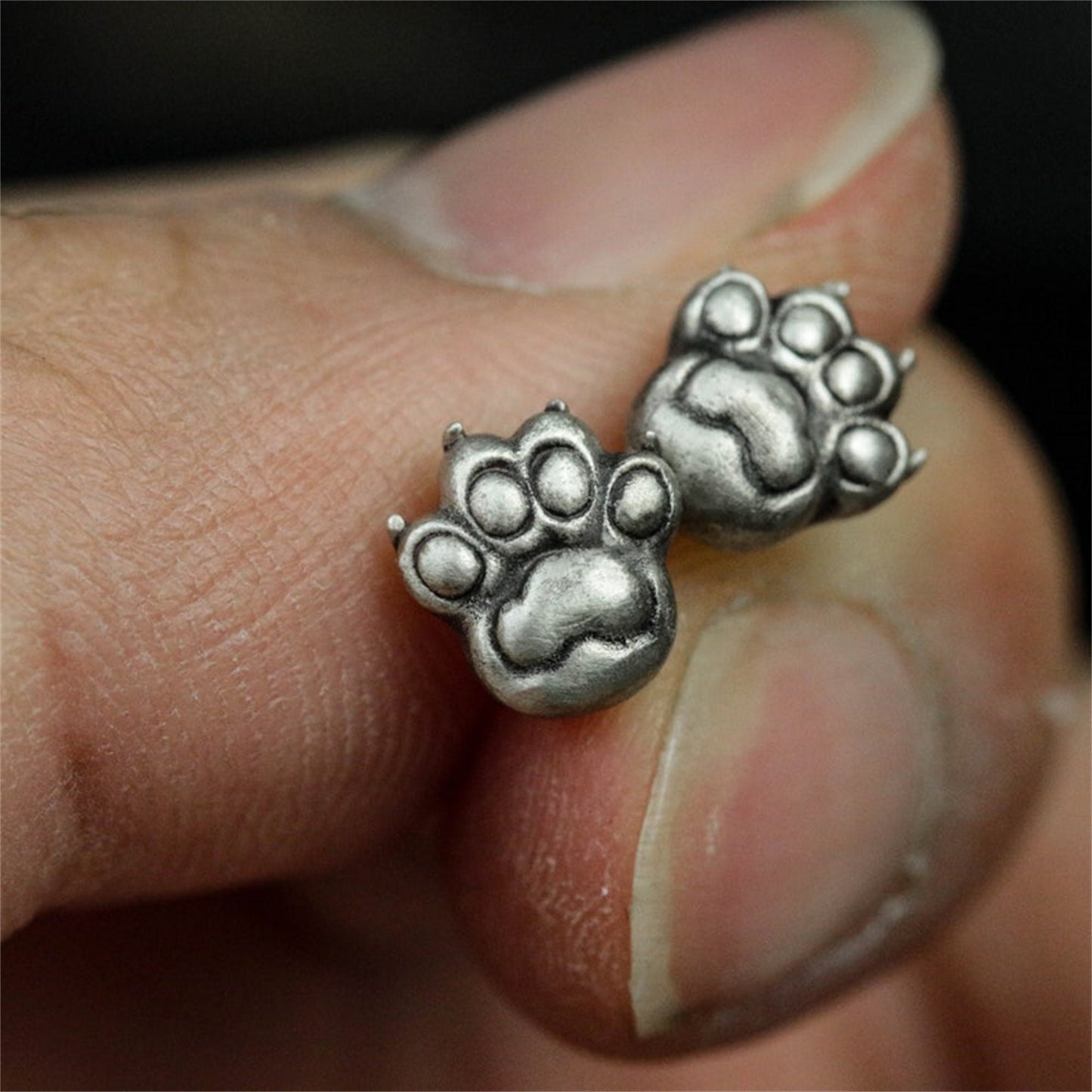 A pair Cat 925 silver earrings, cat paw silver earrings, animal paw ornament gift earrings