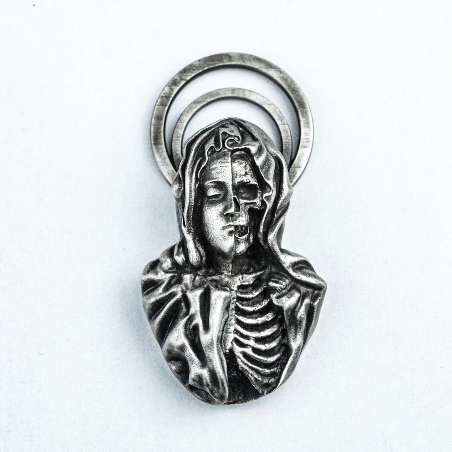 Virgin Mary 925 Sterling Silver, Angel Jewelry, Devil Skull Necklace, Christian Pendant, Brass Pendant, Auspicious Pendant