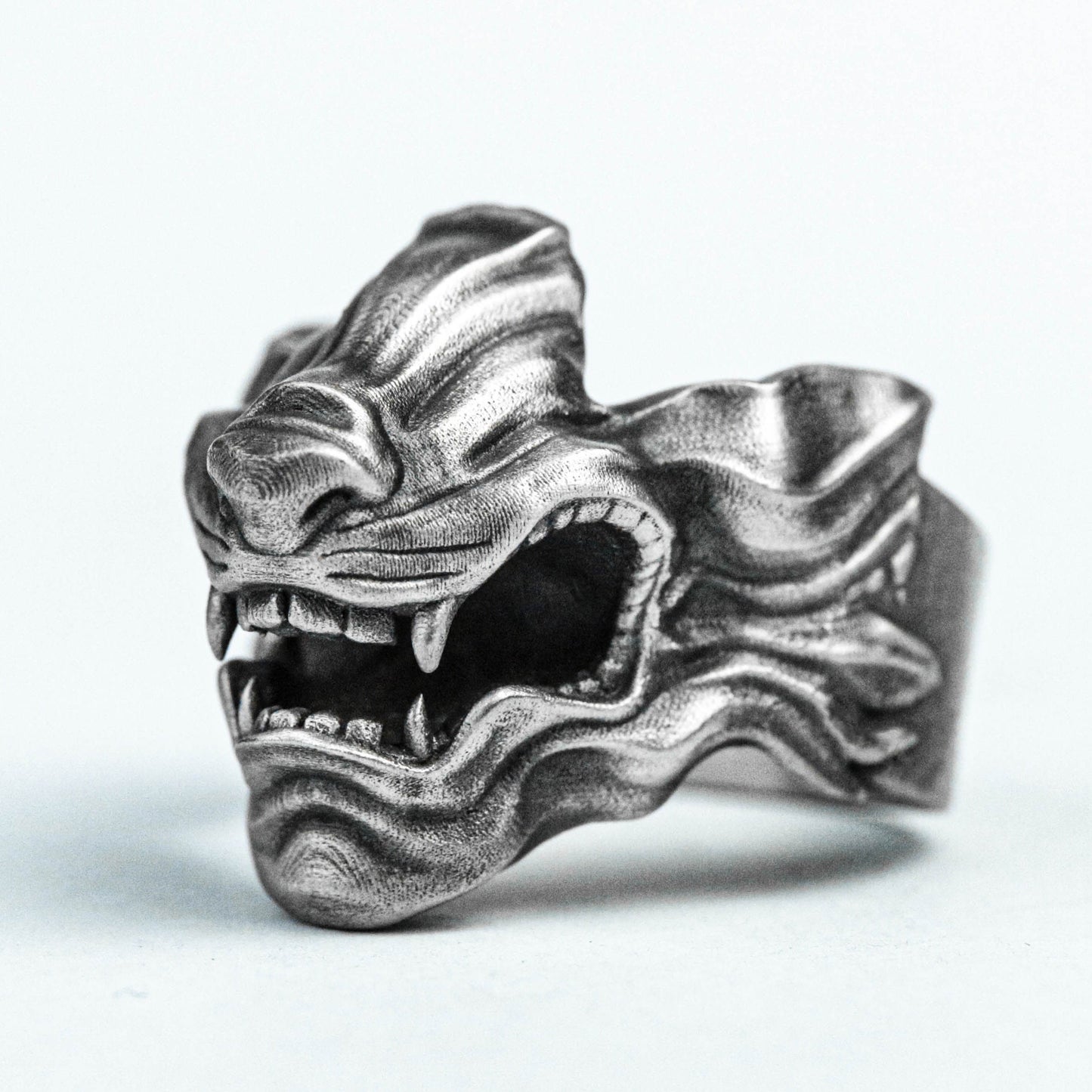 Tiger head ring, mask gift, zodiac tiger silver jewelry, birth year ring 925 sterling silver ring, auspicious and safe handmade custom