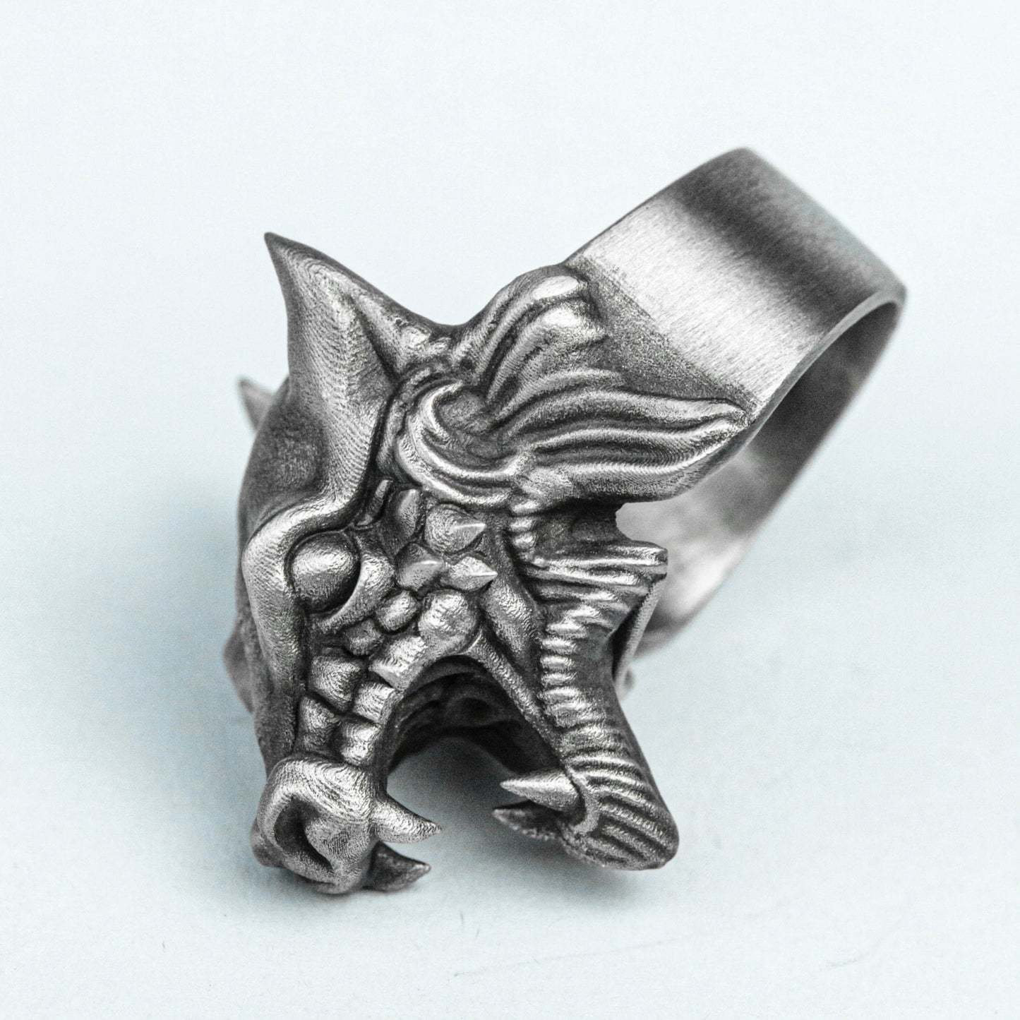 Town Tomb Beast 925 Silver Ring, Gargoyle Brass Ring, Weird Beast Jewelry, Alternative Pendant, Custom Jewelry