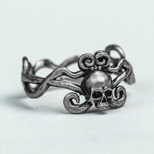 Original Ring, Skull Silver Ring, Vine Brass Ring, Hoop Charm Ring, Twig 925 Sterling Silver Ring, Totem Cutout Design