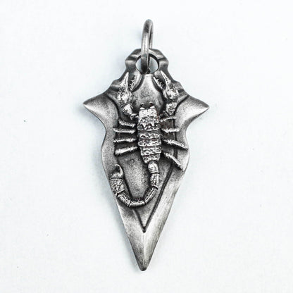 925 Sterling Silver Necklace, Scorpion Necklace, Arrow Brass Pendant, Military Silver Pendant, Scorpion King Pendant.