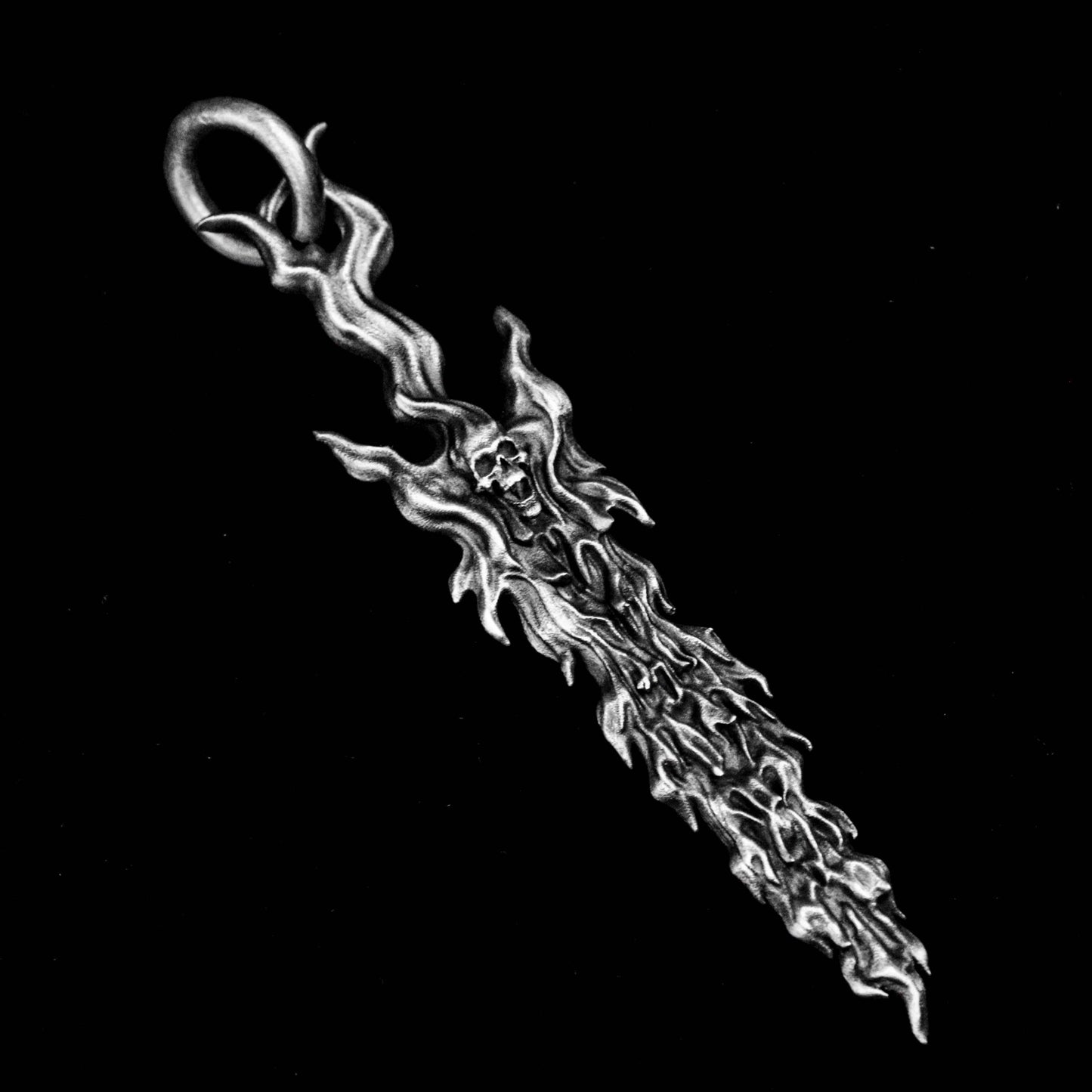 Vulcan pendant, sharp sword 925 sterling silver pendant, keel spine necklace, flame mythology, innovative design jewelry, anime magic wand