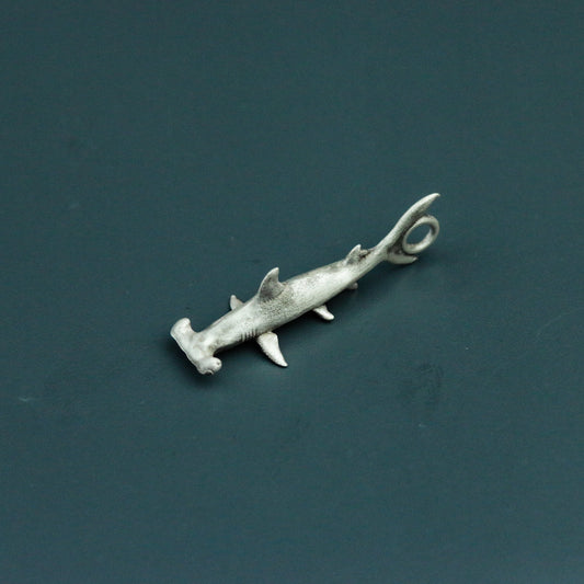 Hammerhead Shark 925 Silver Pendant Necklace, Shark Silver Pendant, Ocean Man Eater Shark Silver Necklace - Handmade