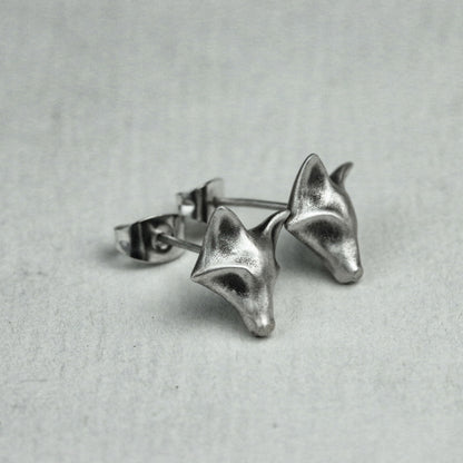 Fox 925 Silver Earrings, Animal Silver Earrings, Simple Stud Earrings Charm-Handmade