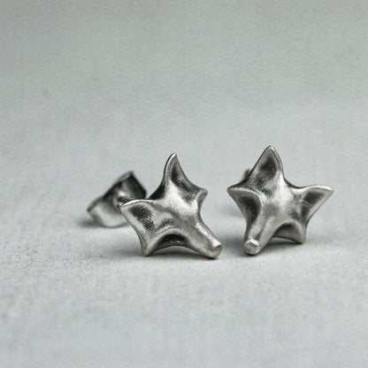 Fox 925 Silver Earrings, Animal Silver Earrings, Simple Stud Earrings Charm-Handmade