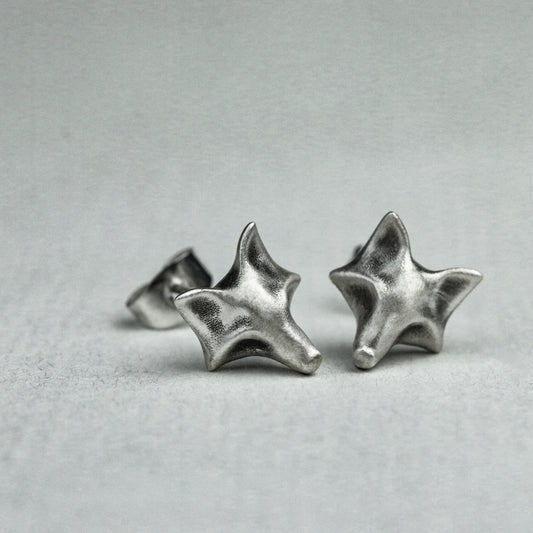 Fox 925 Silver Earrings, Animal Silver Earrings, Simple Stud Earrings Charm-Handmade