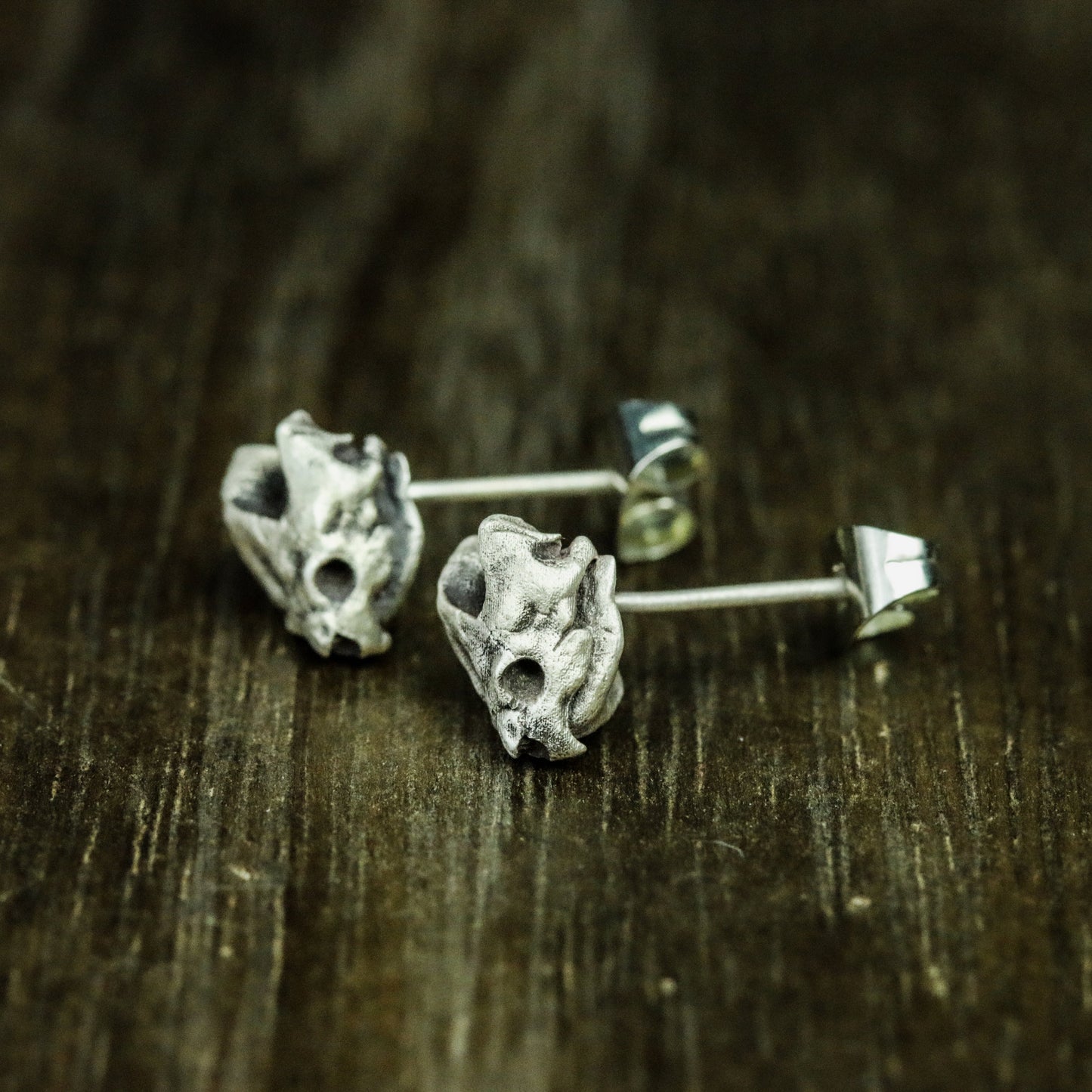 Turtle skull 925 silver earrings, silver skull handmade silver jewelry, personalized silver animal gift silver jewelry