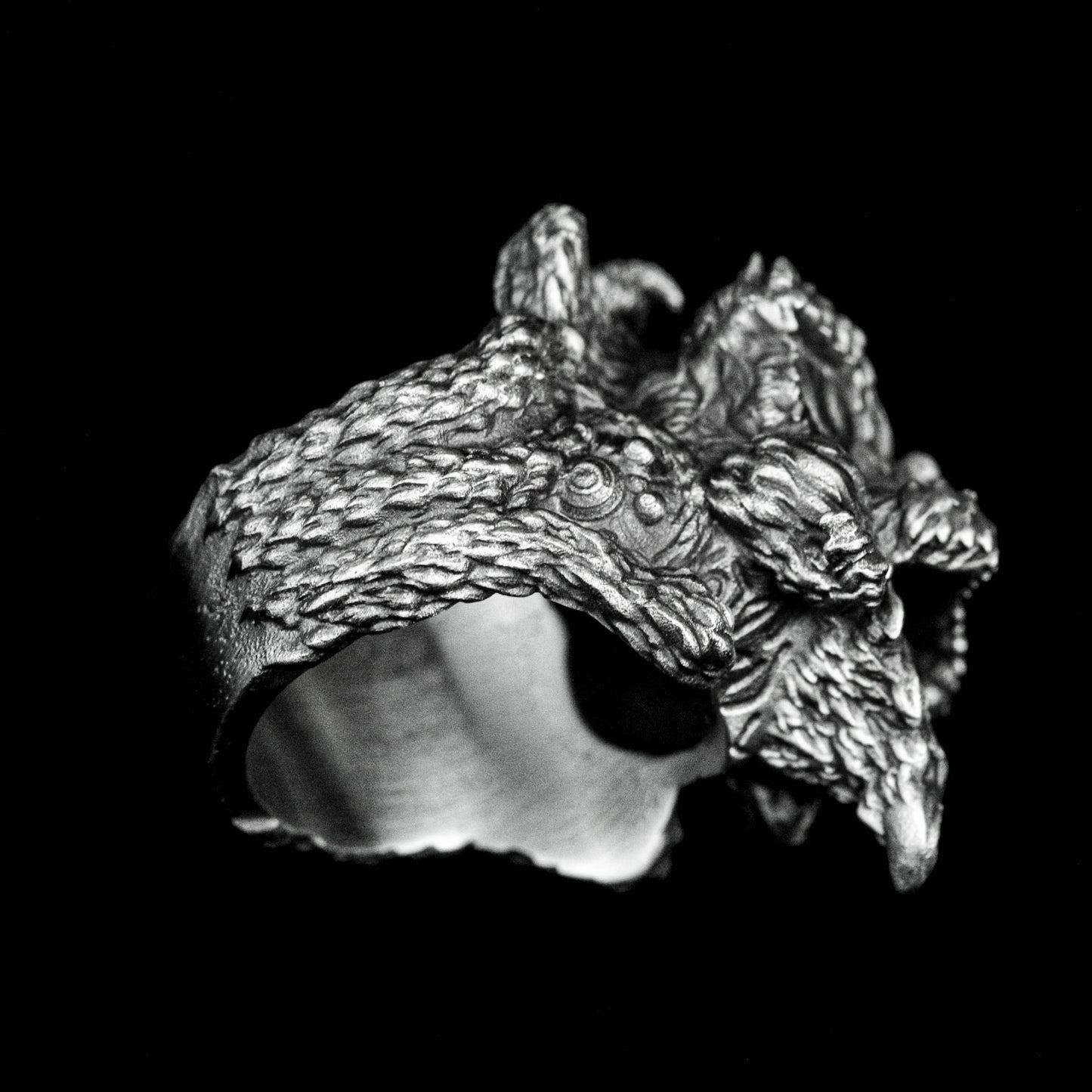 Chinese style silver jewelry Lion Tang lion Southern lion Mythical beast Ring Animal jewelry Auspicious objects King power accessories