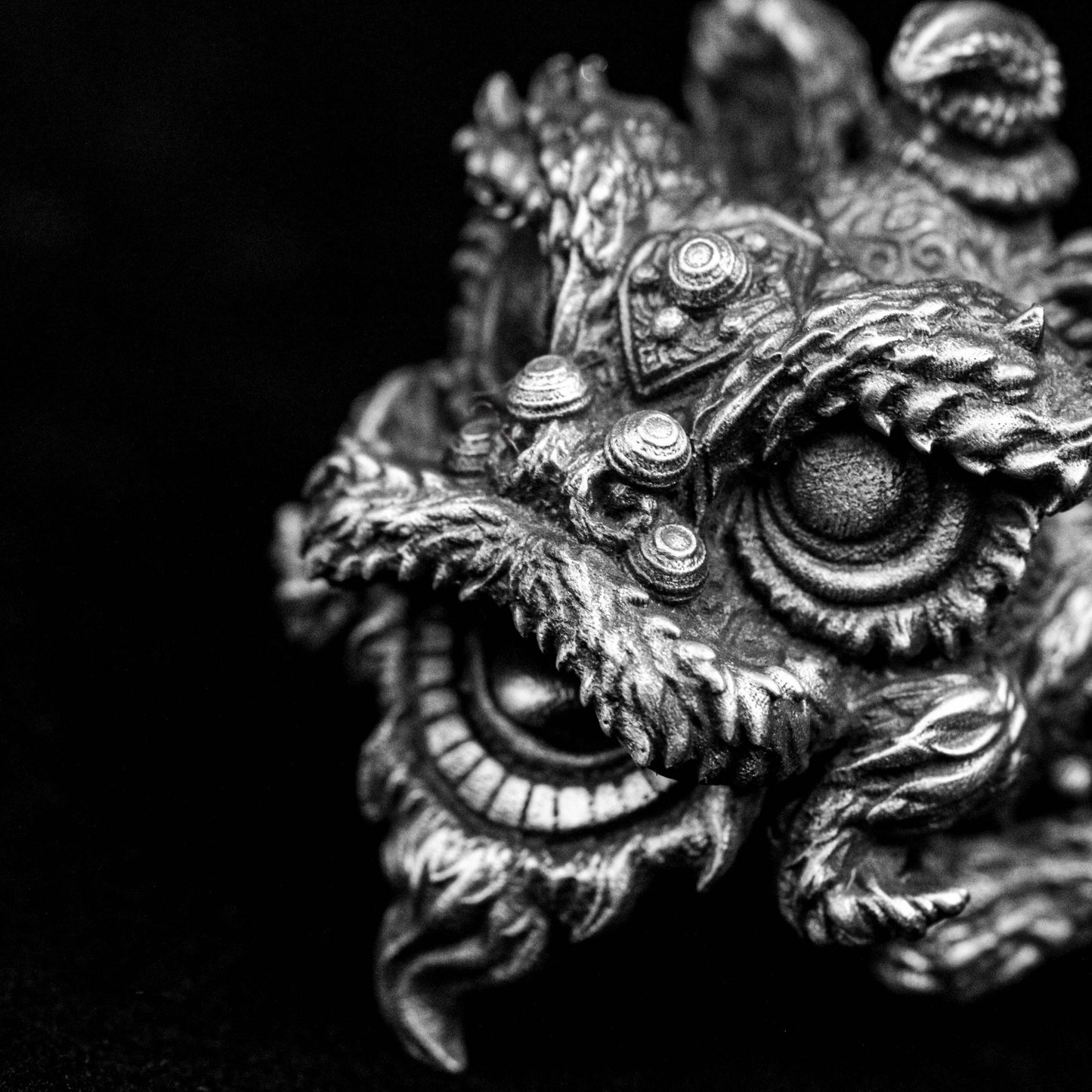 Chinese style silver jewelry Lion Tang lion Southern lion Mythical beast Ring Animal jewelry Auspicious objects King power accessories