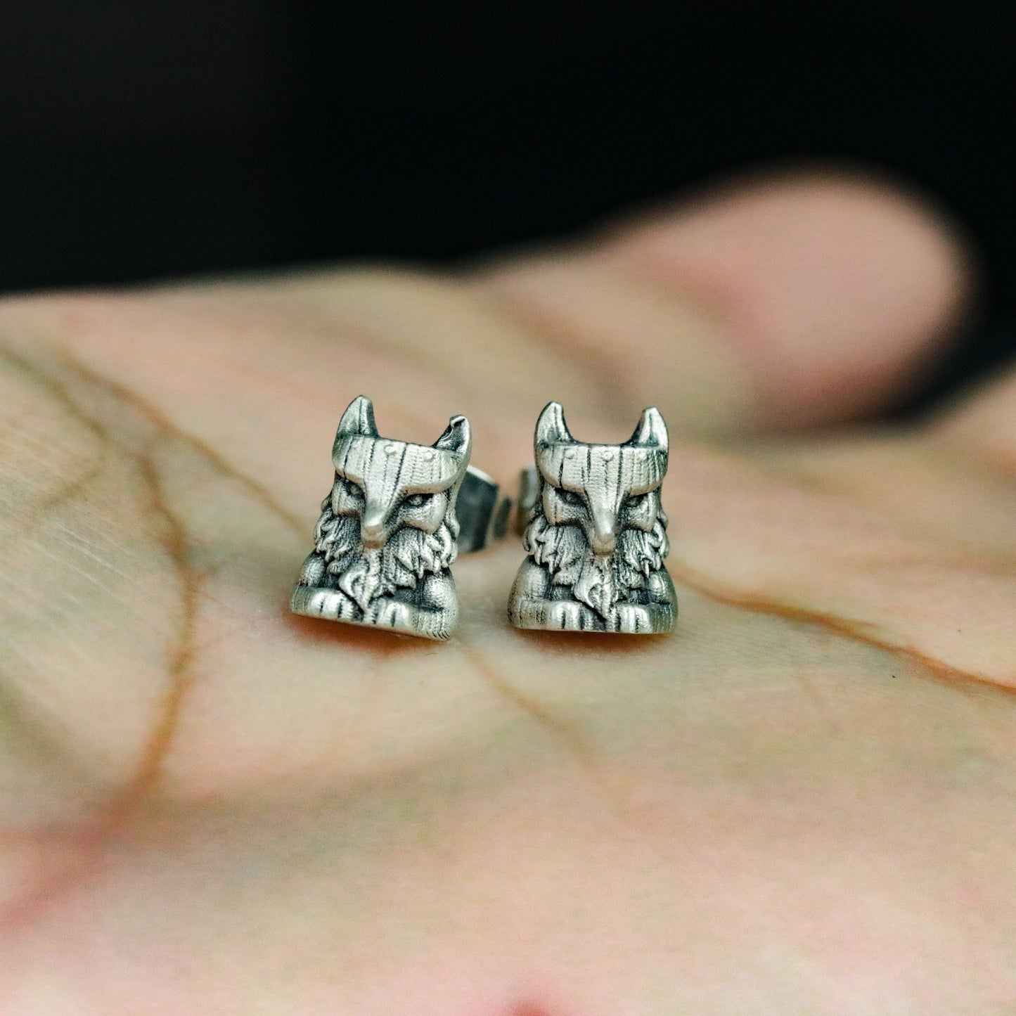 Fox 925 silver earrings, tribal fox silver earrings, animal earrings - handmade gift jewelry