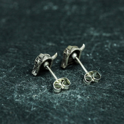 Soldier Skull 925 Silver Earrings, Undead Warrior Silver Earrings, Gothic Necromancer Earrings, Handmade Gifts - Handmade