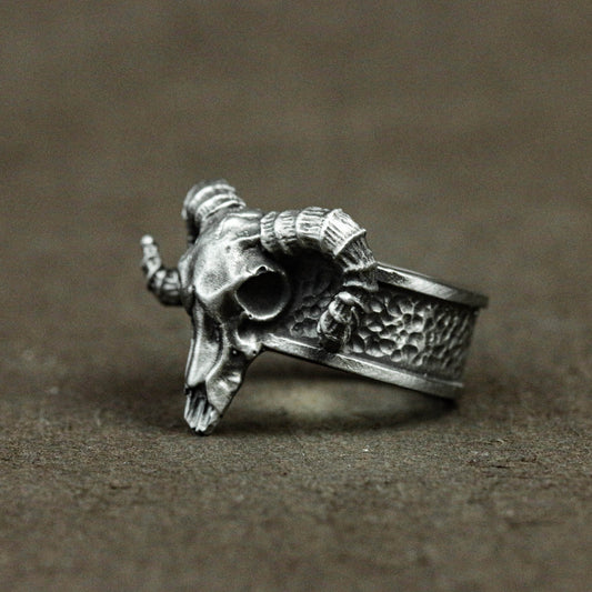 925 Sterling Silver Satan Sheep Head Ring,Sheep Head Ring,Satan Ring,Aries Ring,Men's Personalized Ring