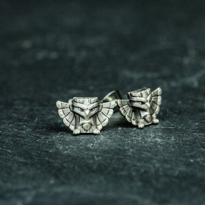 Owl 925 Silver Earrings, Gothic Owl Jewelry, Hip Hop Bird Earrings Sterling Silver - Handmade