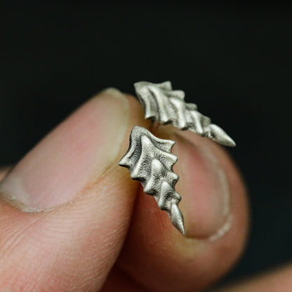 Scale Simple 925 Silver Earrings, Gothic Simple Earrings, Dragon Scale Gift - Handmade