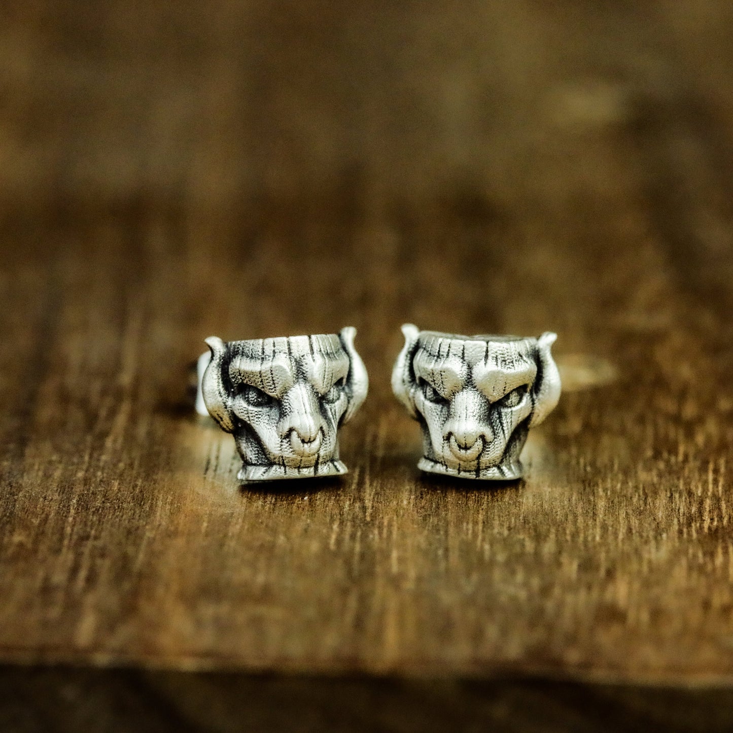 Bull Head Totem 925 Silver Earrings, Tribal Earrings Handmade Silver Jewelry, Totem Earrings Gift-handmade