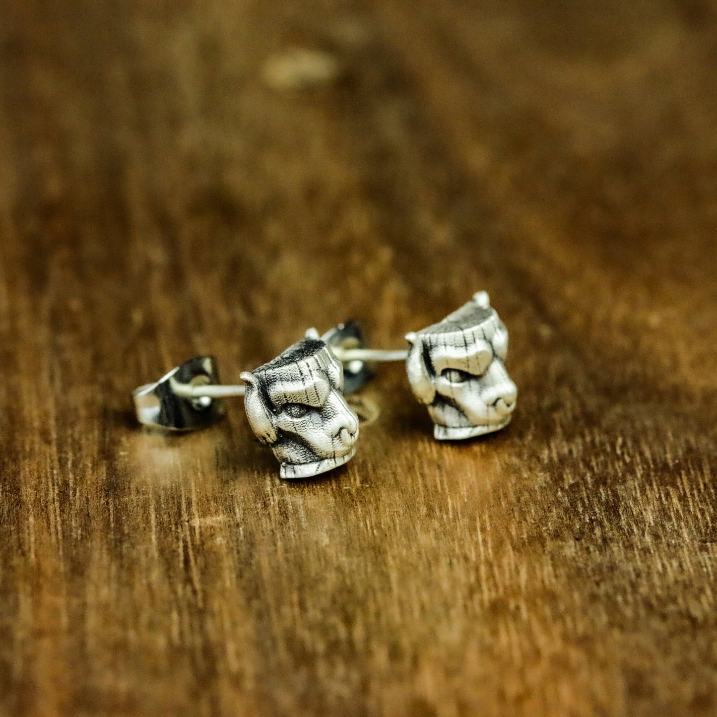 Bull Head Totem 925 Silver Earrings, Tribal Earrings Handmade Silver Jewelry, Totem Earrings Gift-handmade