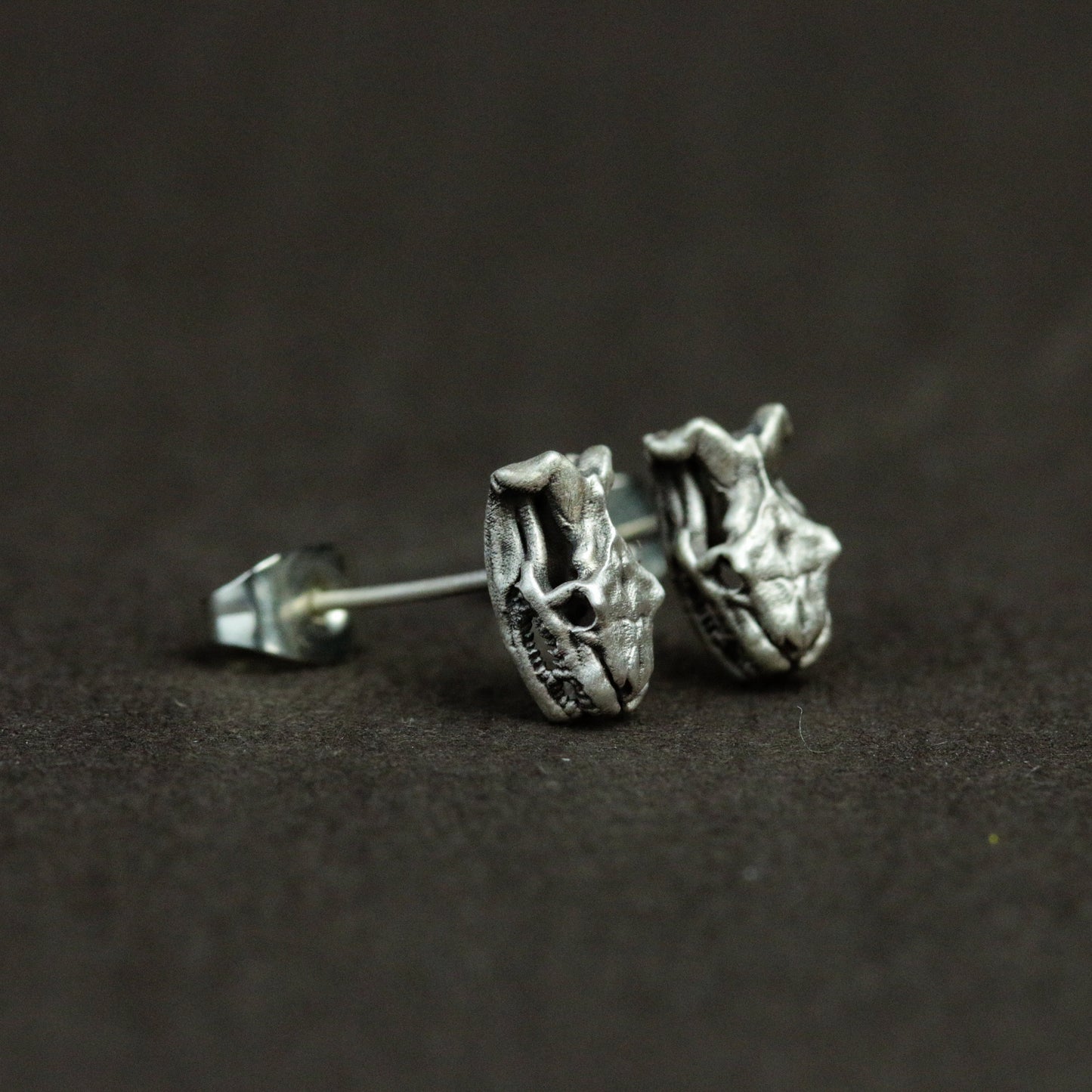 Python Skull 925 Silver Earrings, Gothic Skull Silver Earrings, Character Animal Skull Earrings - Handmade