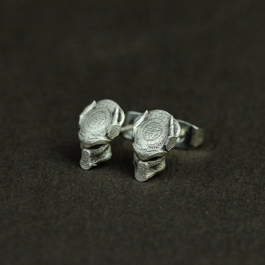 Invaders 925 Silver Earrings, Alien Mask Silver Earrings, Alien Warrior Decorative Gift Earrings - Handmade