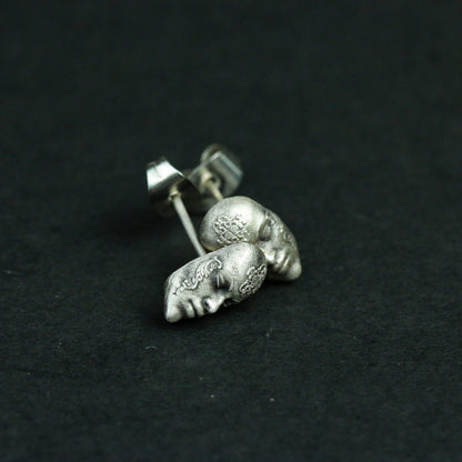 Woman Face 925 Sterling Silver Stud Earrings, Human Face Silver Earrings, Gothic Horror Personality Stud Earrings - Gift for Him