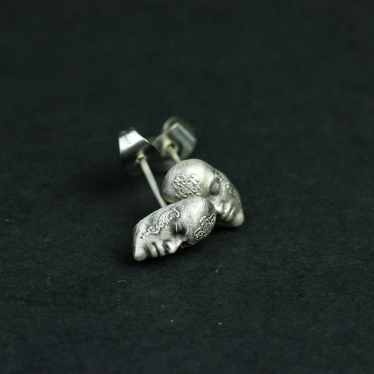 Woman Face 925 Sterling Silver Stud Earrings, Human Face Silver Earrings, Gothic Horror Personality Stud Earrings - Gift for Him