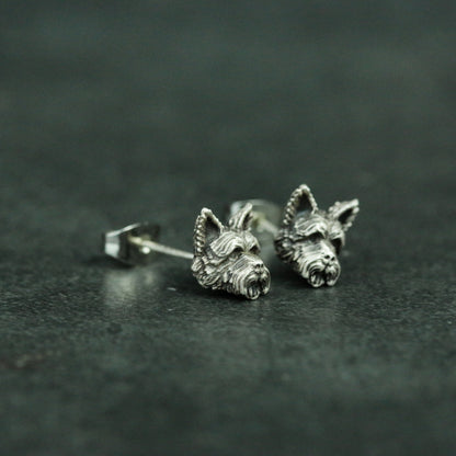 Schnauzer 925 silver earrings, silver dog earrings gifts, pet dog earrings - handmade jewelry