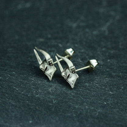 Warrior Mask 925 Sterling Silver Earrings, Spartan Mask Earrings, Medieval Armor Silver Jewelry - Handmade Gifts