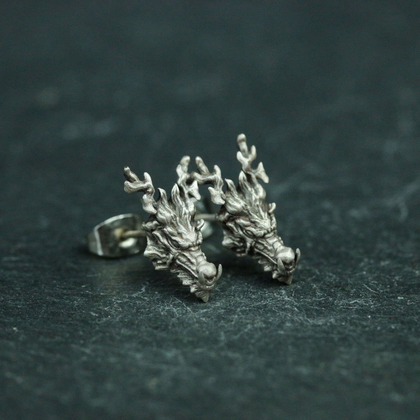 Dragon Head 925 Sterling Silver  Earrings, Dragon Silver Jewelry, Chinese Dragon Earrings - Handmade