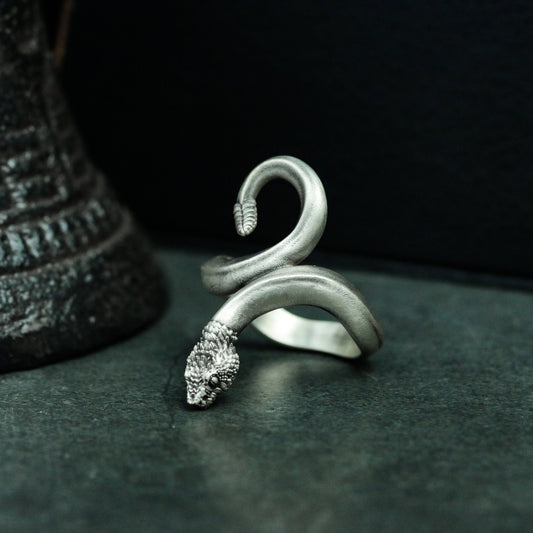 Rattlesnake 925 silver ring, personalized animal viper silver jewelry, silver snake ring, gift for him - handmade gifts