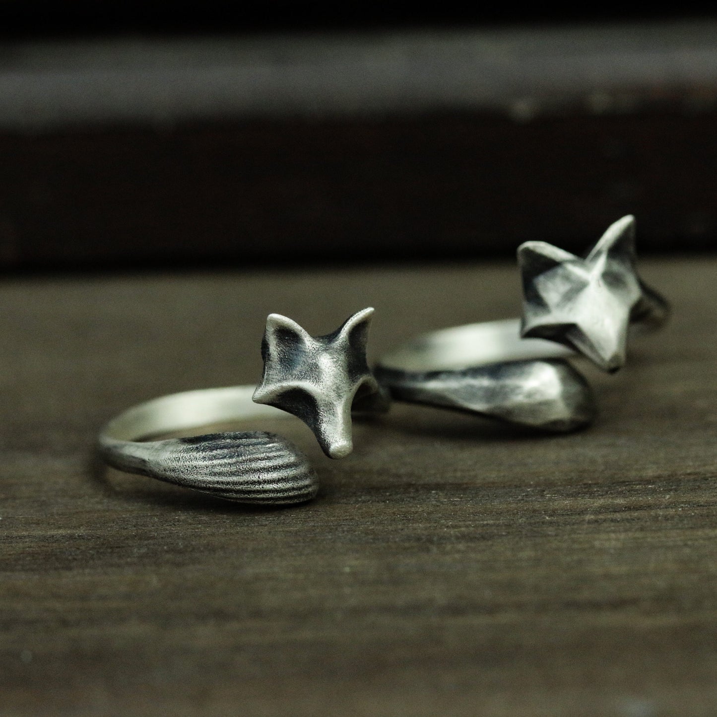 fox 925 silver ring, simple animal silver ring, personalized couple fox ring, gift for him - handmade