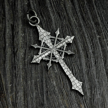 Sterling silver cross pendant necklace, gothic cross pendant, starburst cross, Jesus necklace, men's necklace - handmade