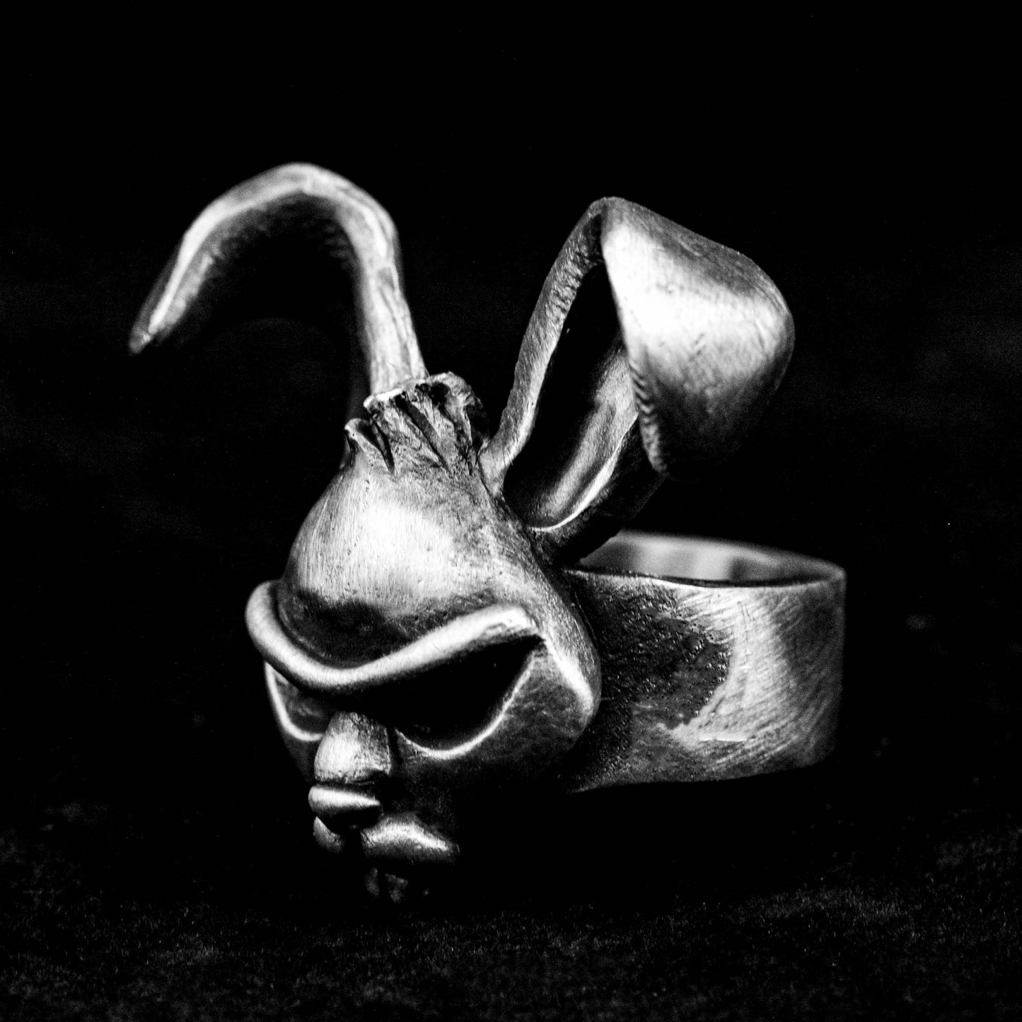 Comic Rabbit Ring, Small Animal Brass Ring, Original Design Ring, Rabbit Silver Ring, Vintage Brass Hip Hop Rabbit Jewelry,