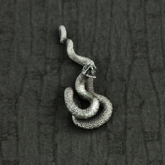 Viper 925 Silver Pendant Necklace, Roaring Snake Silver Pendant, Python Silver Necklace - Handmade