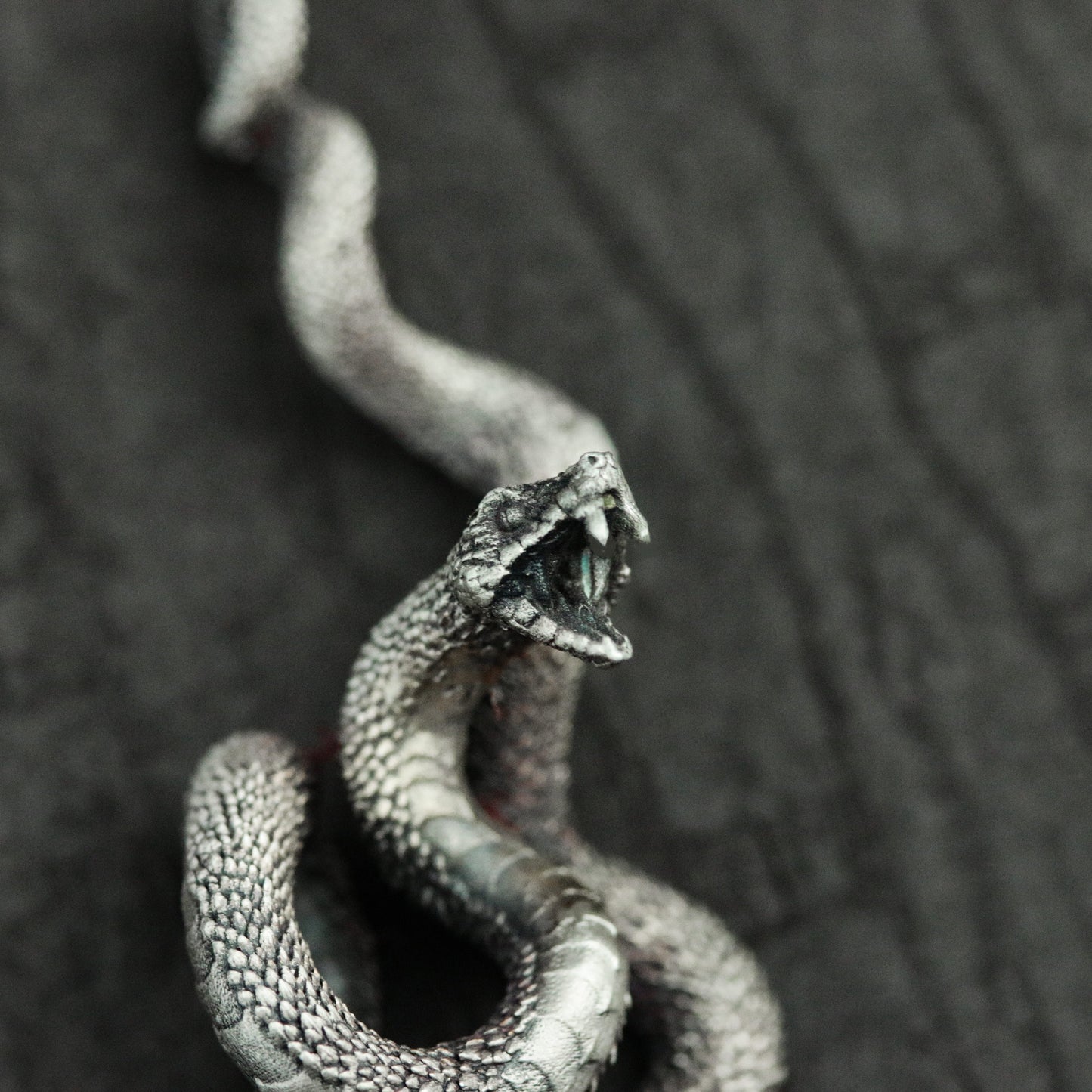 Viper 925 Silver Pendant Necklace, Roaring Snake Silver Pendant, Python Silver Necklace - Handmade