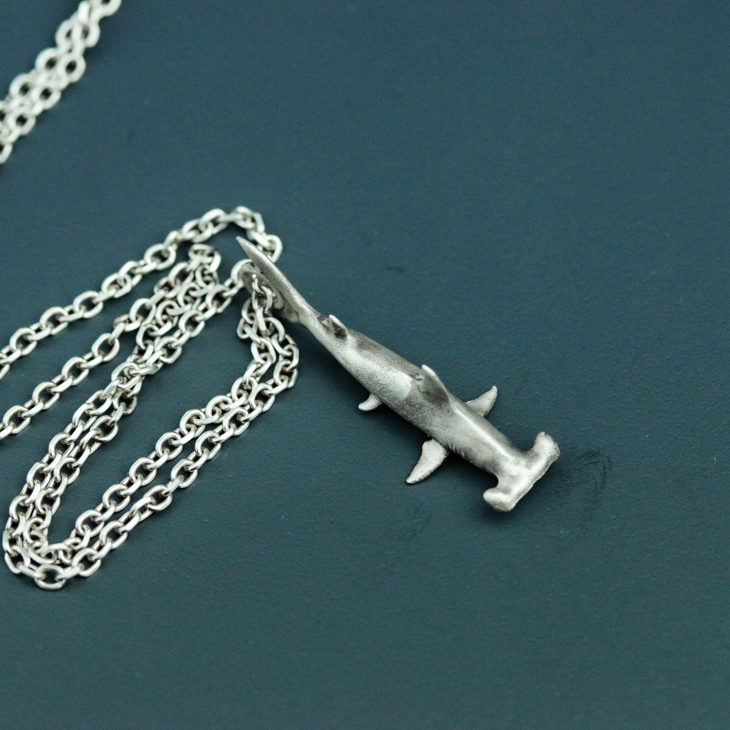 Hammerhead Shark 925 Silver Pendant Necklace, Shark Silver Pendant, Ocean Man Eater Shark Silver Necklace - Handmade