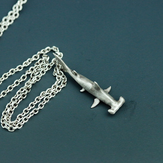 Hammerhead Shark 925 Silver Pendant Necklace, Shark Silver Pendant, Ocean Man Eater Shark Silver Necklace - Handmade