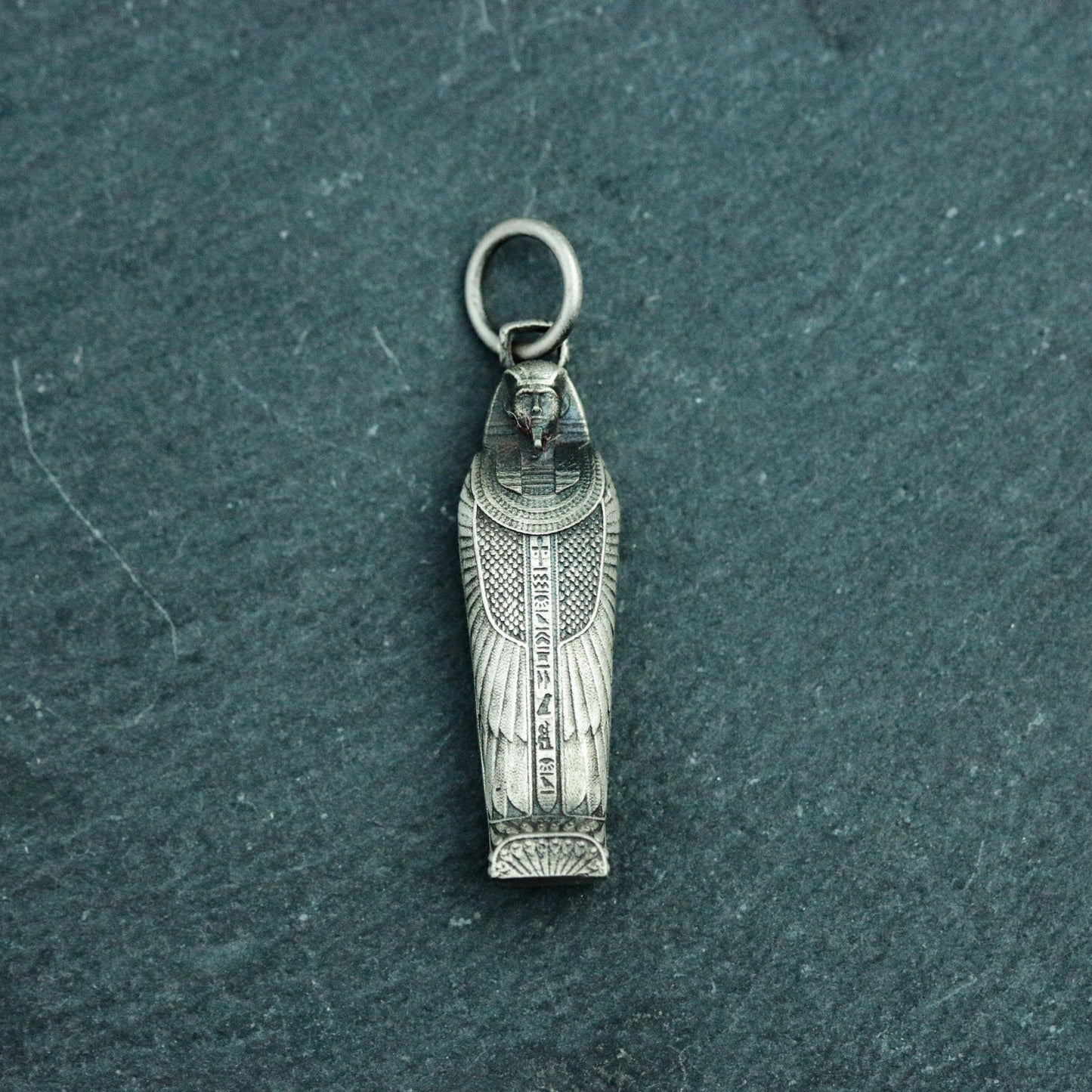 Pharaoh Coffin 925 Silver Pendant Necklace, Egyptian Pharaoh Mummy Silver Pendant, Personality Handmade Silver Necklace - Handmade