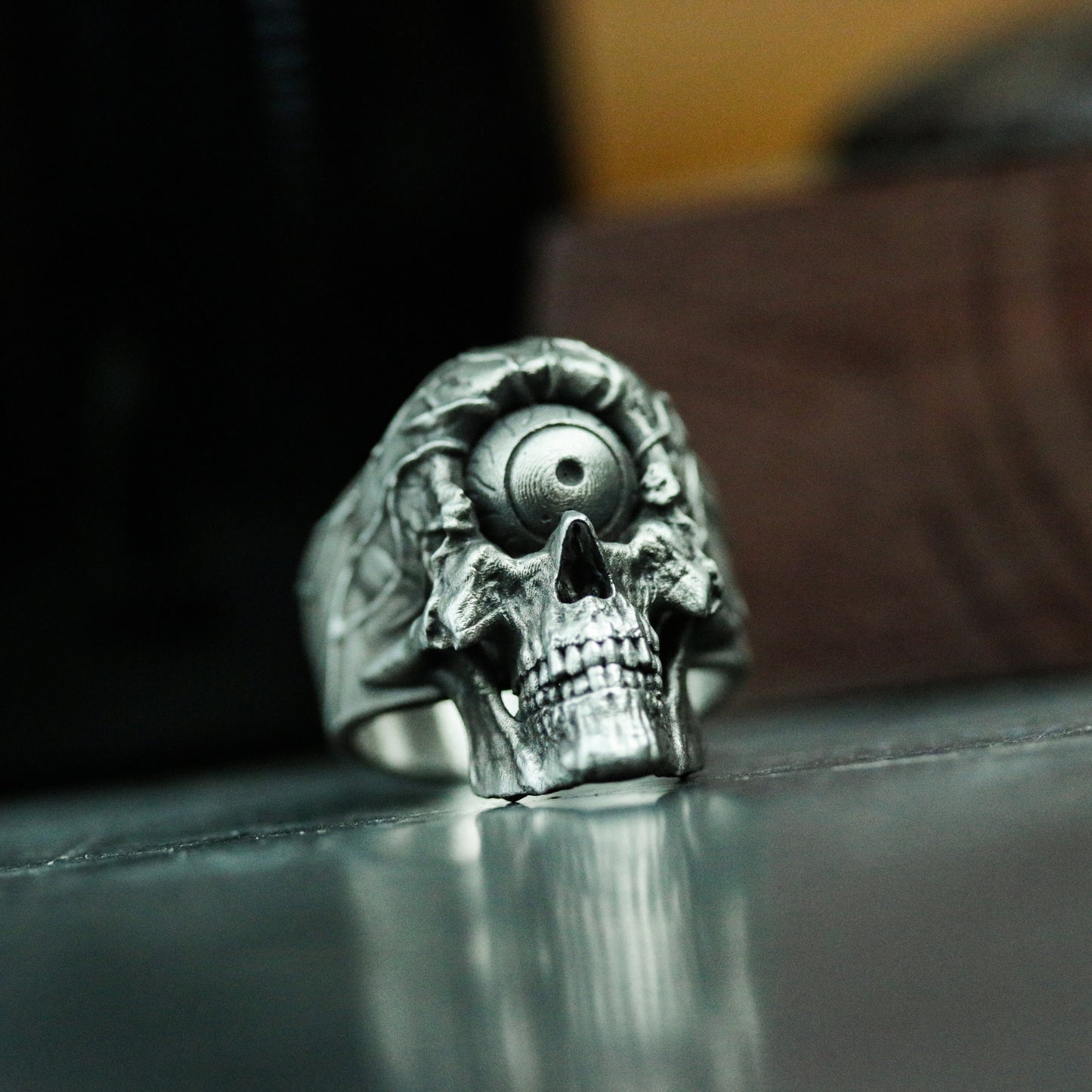 Titan One-eyed Skull 925 Silver Ring - Cyclops Monster Skull Silver Ring - Spooky Eyes