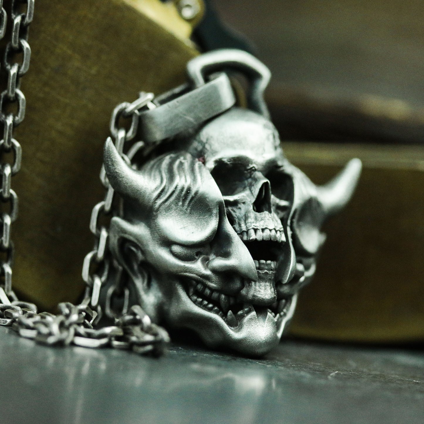 Real Faces - Ghost Skull Mask 925 Silver Pendant Necklace -