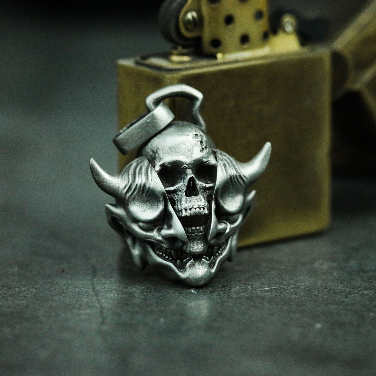 Real Faces - Ghost Skull Mask 925 Silver Pendant Necklace -