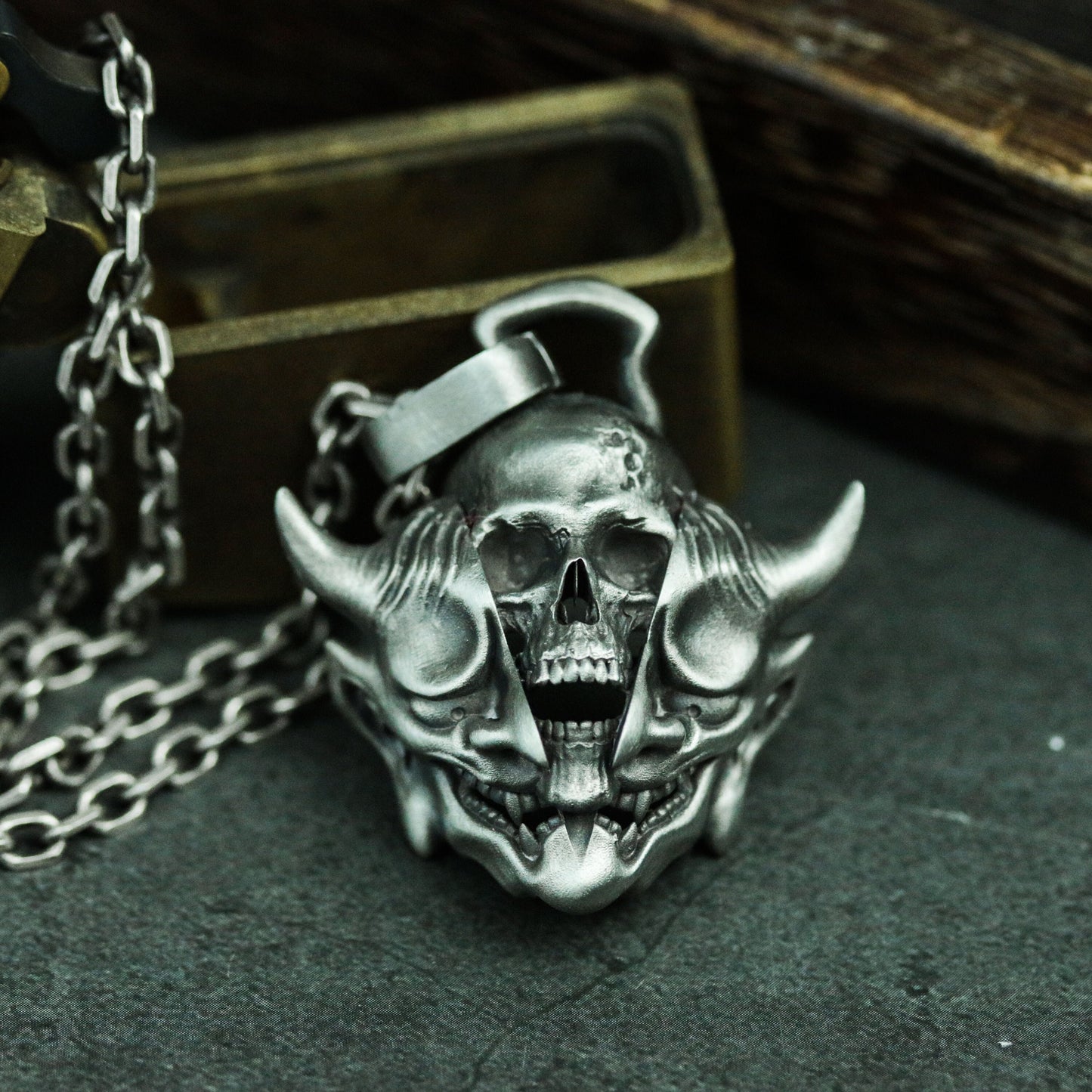 Real Faces - Ghost Skull Mask 925 Silver Pendant Necklace -