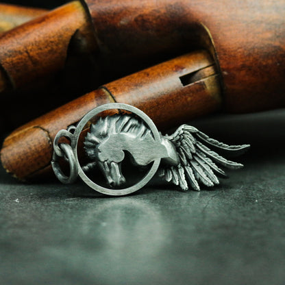 Angel Unicorn - Divine Beast Pegasus 925 Silver Pendant Necklace - Jewelry Gift for Believers - Unique Handmade Silver Pendant