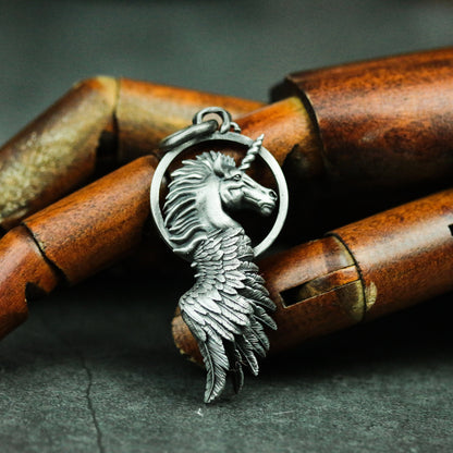 Angel Unicorn - Divine Beast Pegasus 925 Silver Pendant Necklace - Jewelry Gift for Believers - Unique Handmade Silver Pendant