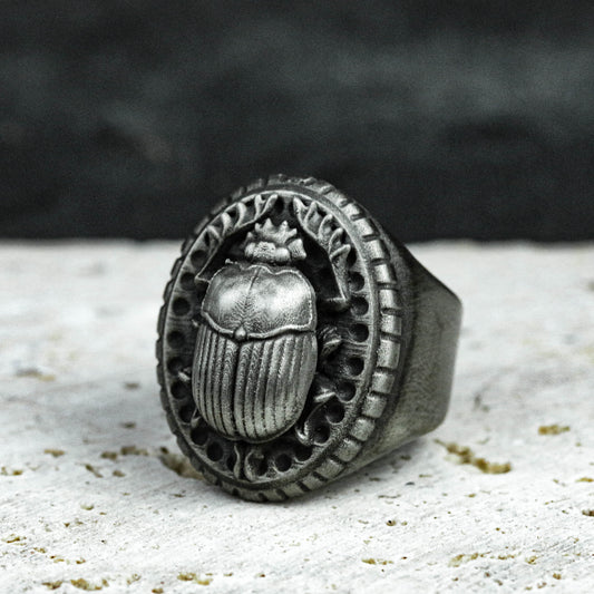 925 Sterling Silver Scarab Totem Ring, Scarab Silver Jewelry, Beetle Ring, Animal Ring, Gothic Jewelry, Men's Ring