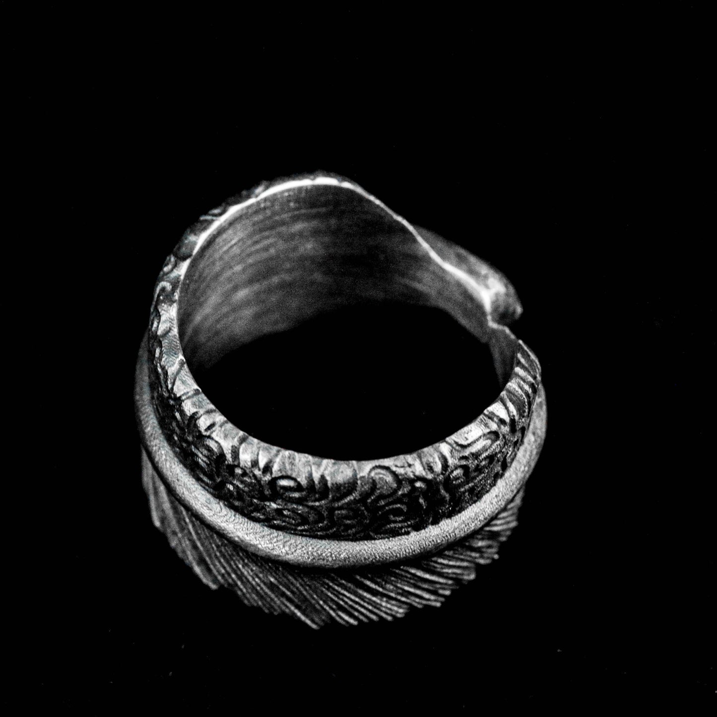 Feather silver ring, open 925 sterling silver ring, totem ring original new design angel wings Indian queen ring single couple ring