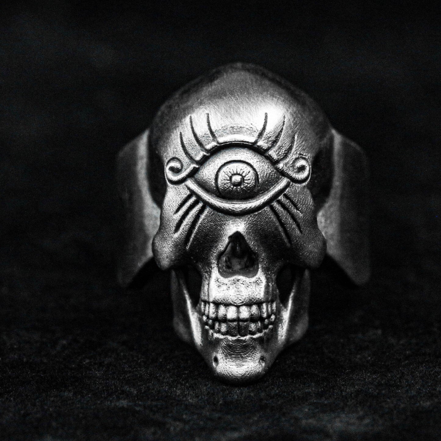 Hell's Eye Addiction Ring, Skull Brass Ring, Inlaid Silver Ring, Faceless Mask Ring, Warrior Personality Ring, Single Eye Single Ring